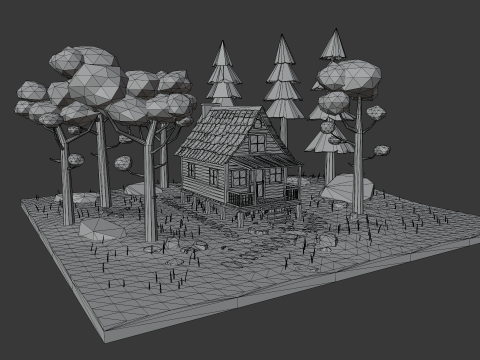 Cartoon forest cabin Modelo 3D