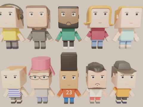 큐빅 만화 캐릭터 3D 모델