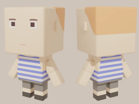Cubic Cartoon Characters 3D Model