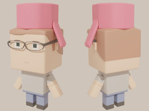 Cubic Cartoon Characters 3D Model