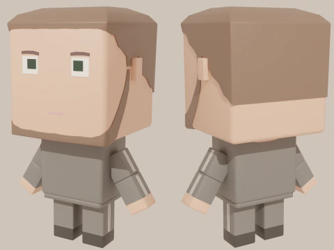 Cubic Cartoon Characters 3D Model