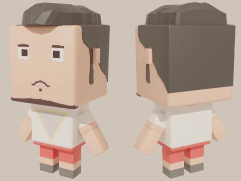 Cubic Cartoon Characters 3D Model