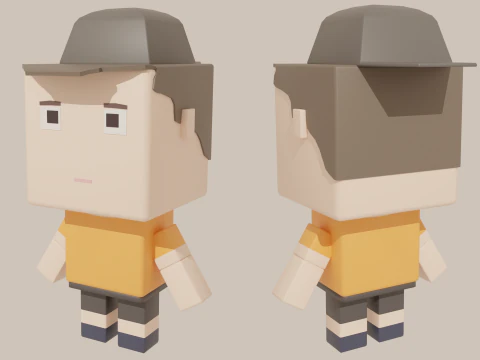 Cubic Cartoon Characters 3D Model