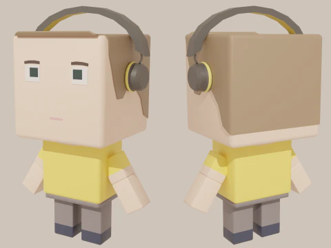 Cubic Cartoon Characters 3D Model