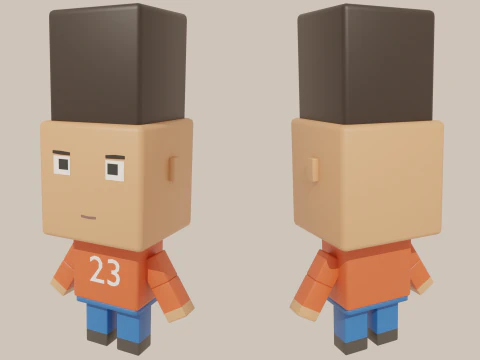 Cubic Cartoon Characters 3D Model