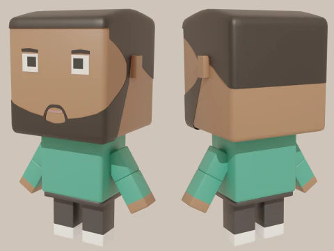 Cubic Cartoon Characters 3D Model
