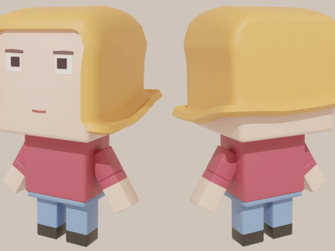 Cubic Cartoon Characters 3D Model