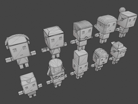 Cubic Cartoon Characters Modello 3D