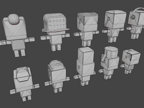 Cubic Cartoon Characters Modello 3D