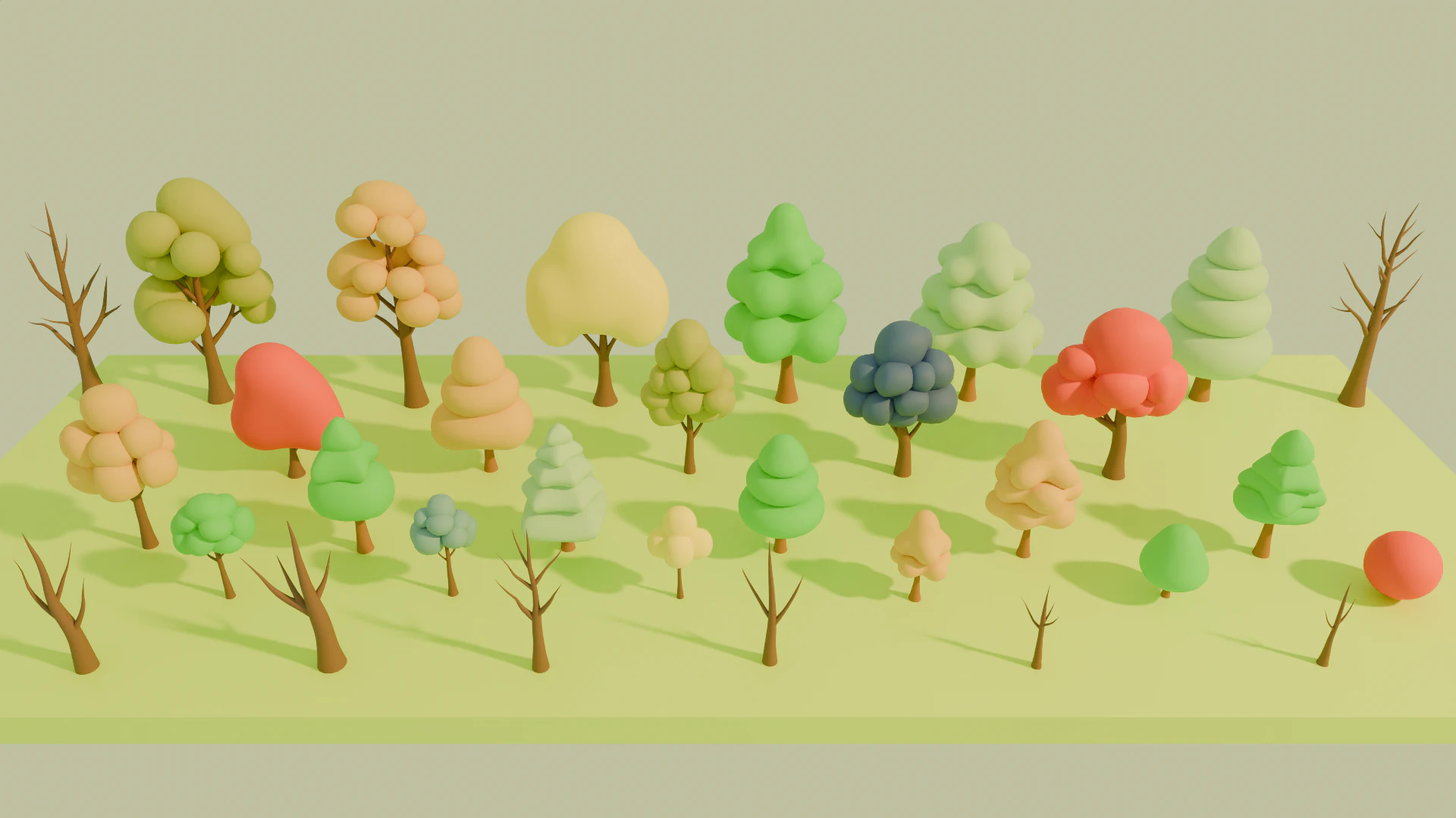 Stylized Low poly cartoon trees 3D Model .c4d .max .obj .3ds .fbx .stl .blend 