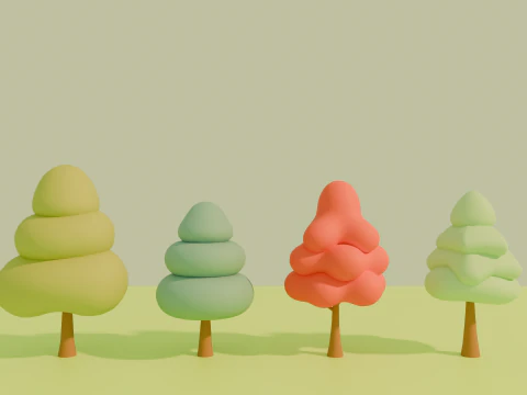 Stylized Low poly cartoon trees 3D Model