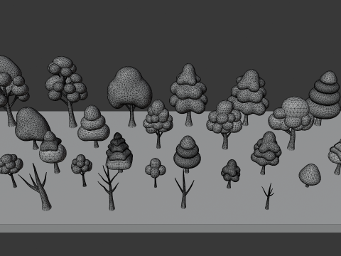 Stylized Low poly cartoon trees Modèle 3D