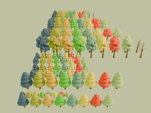 Stylized Low poly cartoon trees Modèle 3D