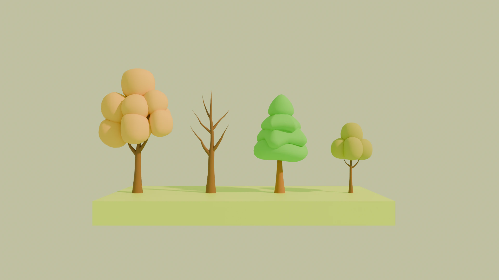Low Poly Cartoon Trees Free Pack 3D Model .c4d .max .obj .3ds .fbx .stl .blend