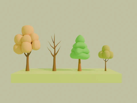 Pacchetto gratuito alberi cartoni animati Low Poly Modello 3D