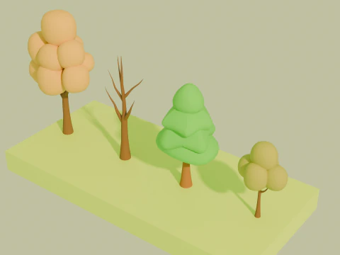 Low Poly Cartoon Trees Free Pack 3D Model