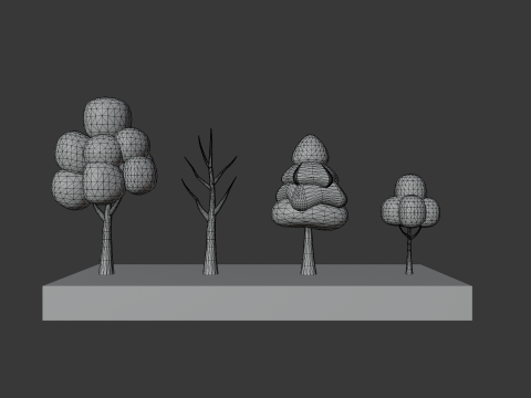 Low Poly Cartoon Trees Free Pack Modelo 3D