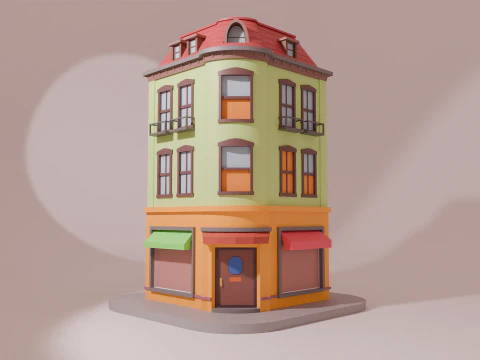 Charmosa casa de esquina dos desenhos animados Modelo 3D