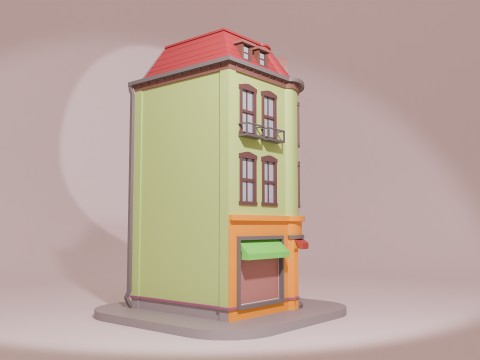 Charming Cartoon Corner House Modelo 3D