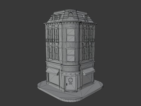 Charming Cartoon Corner House Modelo 3D