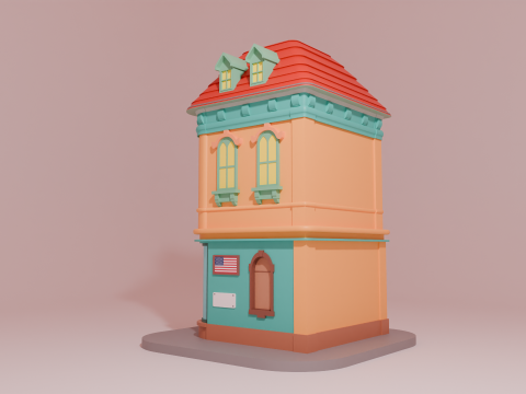 Stylized Cartoon City House 3D Model