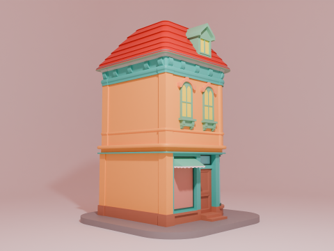 Stylized Cartoon City House 3D Model