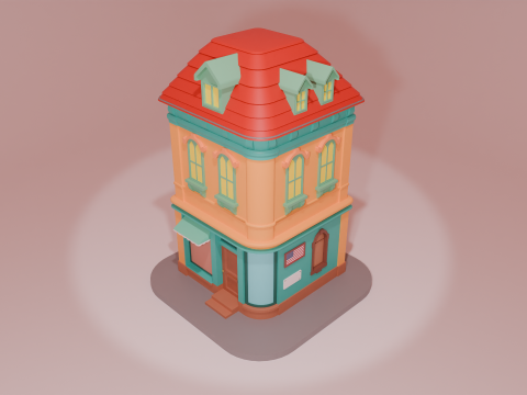 Stylized Cartoon City House 3D Model