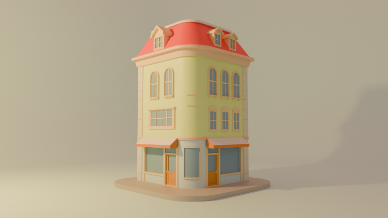 Cartoon Corner House Modèle 3D .c4d .max .obj .3ds .fbx .stl .blend