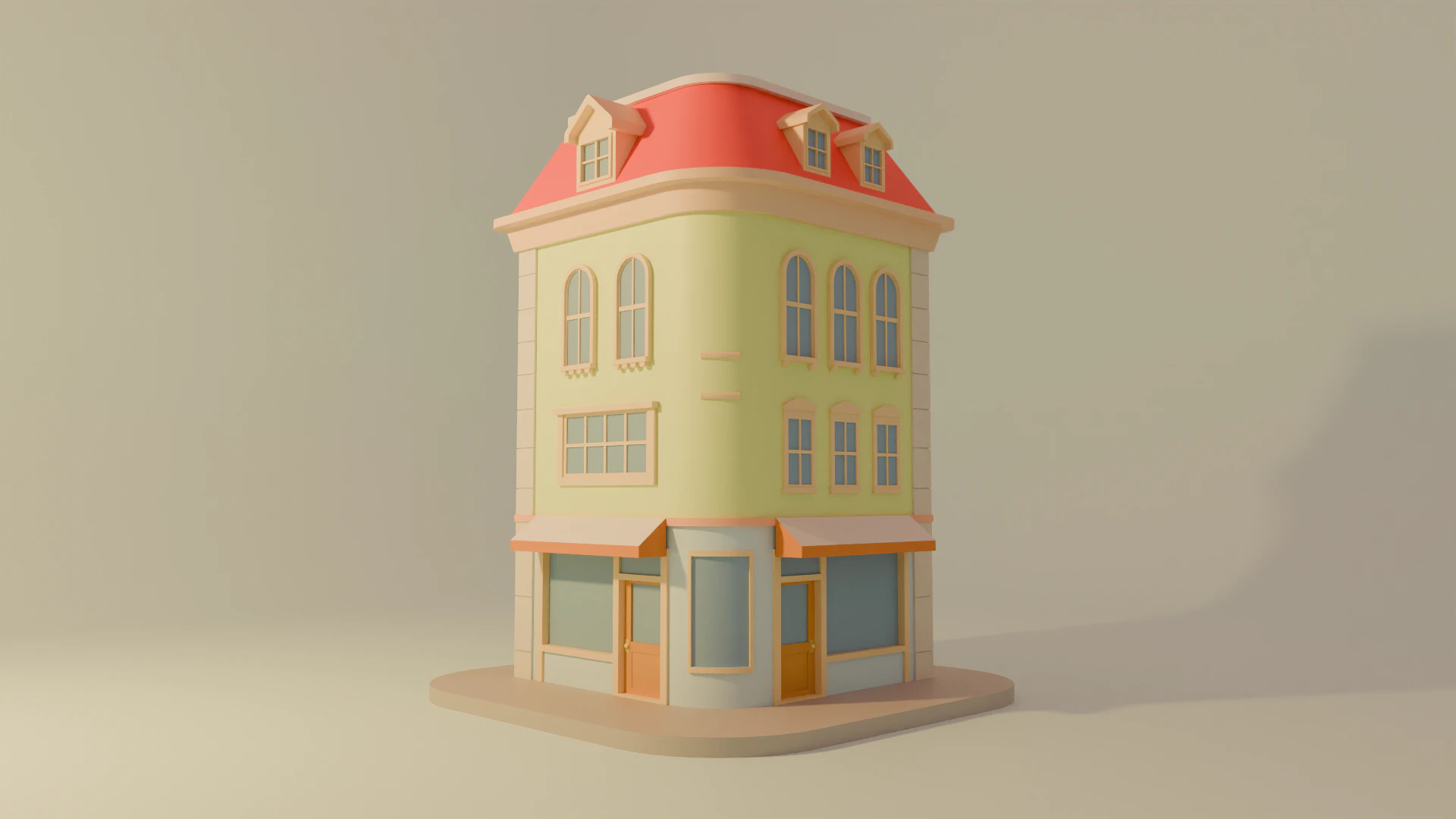 Cartoon Corner House 3D Model .c4d .max .obj .3ds .fbx .stl .blend 