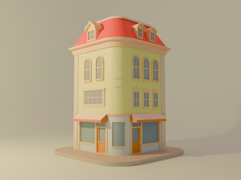 Cartoon Corner House 3D Model