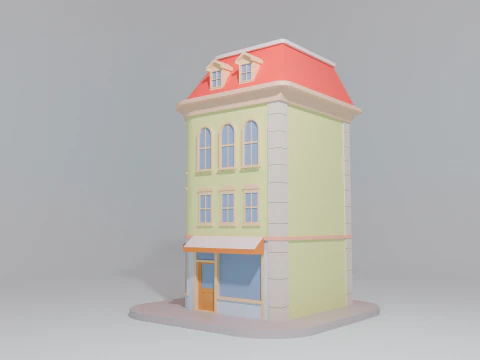 Cartoon Corner House 3D Model