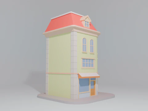 Cartoon Corner House 3D Model
