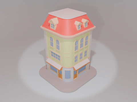 Cartoon Corner House 3D Model