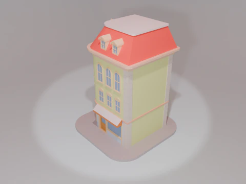 Cartoon Corner House 3D Model