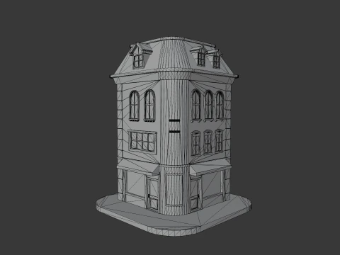 Cartoon Corner House 3D Model