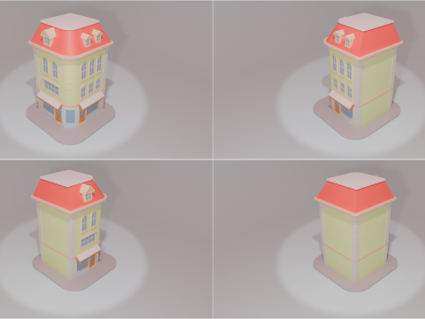 Stylized Low-Poly Cartoon Houses Collection 3D Модель