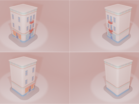 Stylized Low-Poly Cartoon Houses Collection 3D Модель