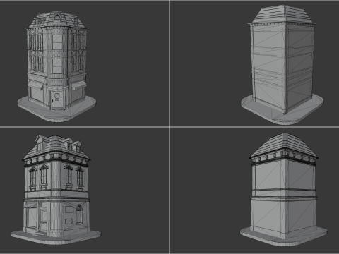 Stylized Low-Poly Cartoon Houses Collection 3D Модель
