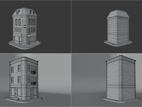 Stylized Low-Poly Cartoon Houses Collection 3D Модель