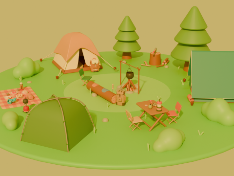 Low Poly Stylized Cartoon Camping Pack Modèle 3D