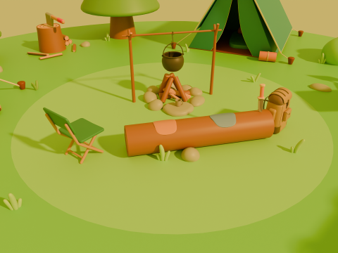 Low Poly Stylized Cartoon Camping Pack Modèle 3D