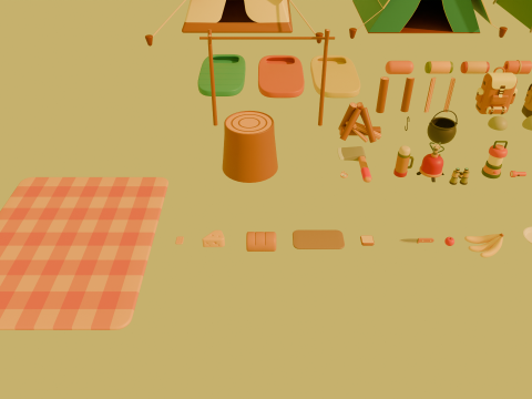 Low Poly Stylized Cartoon Camping Pack Modèle 3D