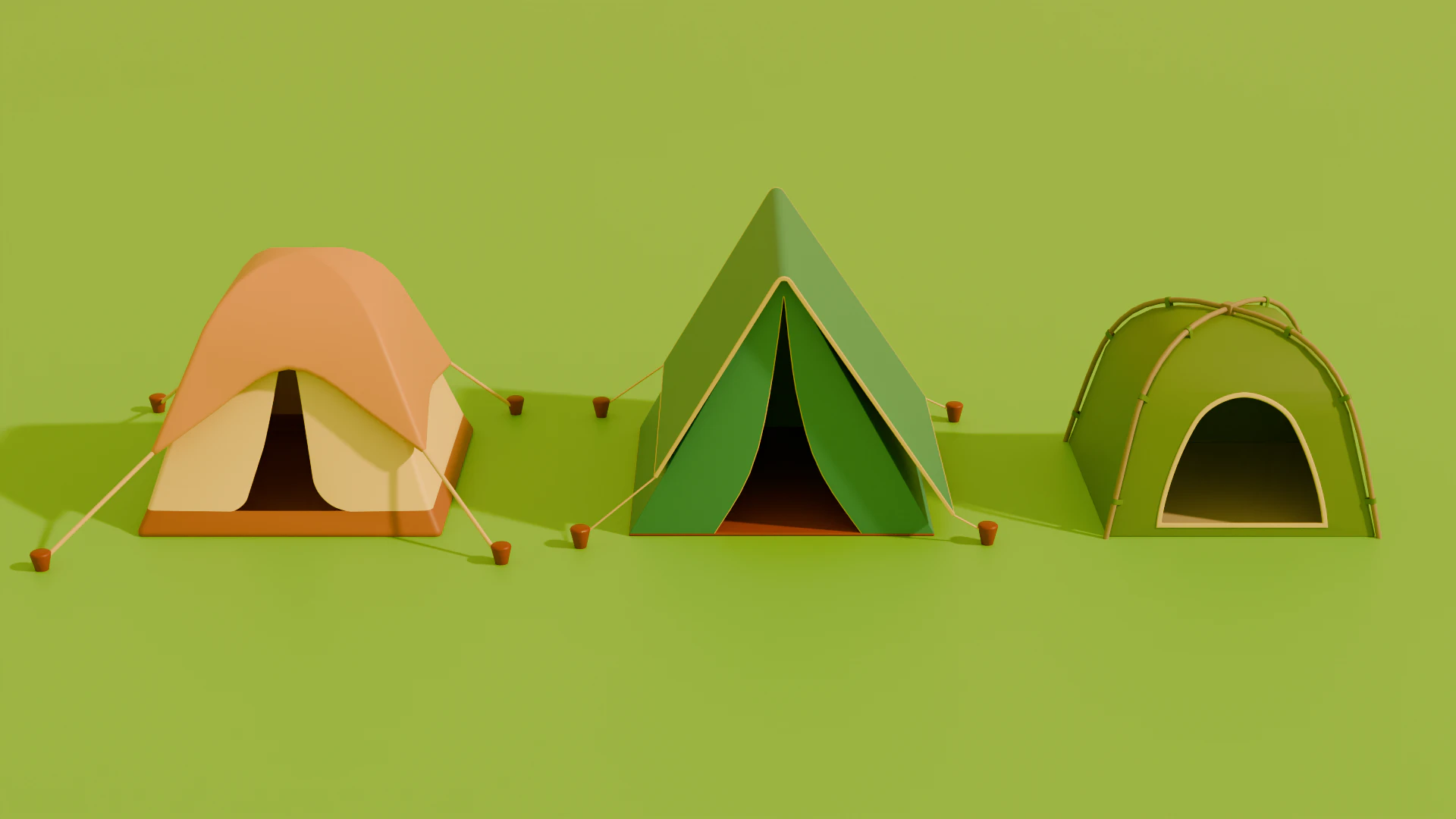 Stylized Low Poly Cartoon Tents 3D Model .c4d .max .obj .3ds .fbx .stl .blend 