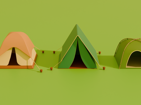 Stylized Low Poly Cartoon Tents 3D Модель