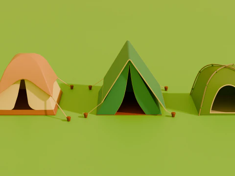 Barracas estilizadas de desenho animado Low Poly Modelo 3D