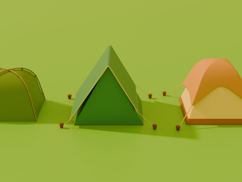 Stylized Low Poly Cartoon Tents 3D Model