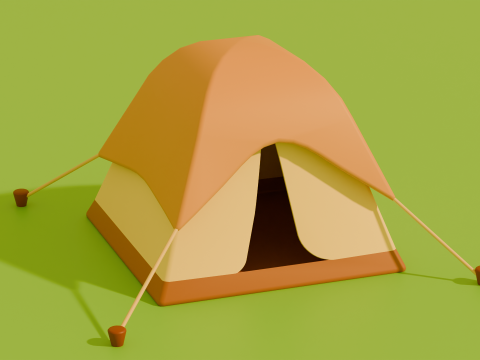 Stylized Low Poly Cartoon Tents 3D Model