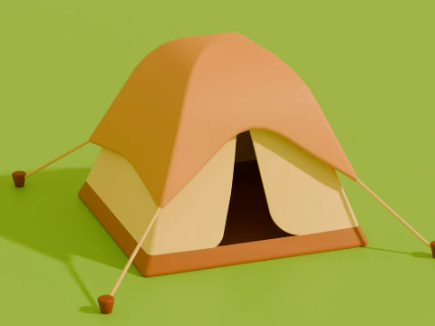Stylized Low Poly Cartoon Tents 3D Model