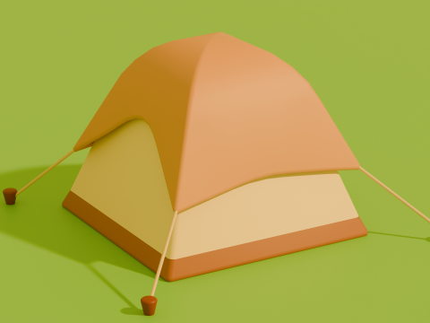Stylized Low Poly Cartoon Tents 3D Model