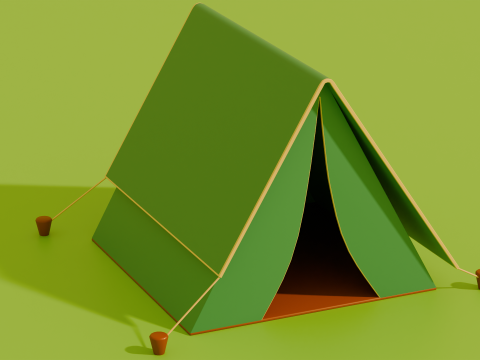 Stylized Low Poly Cartoon Tents 3D Model